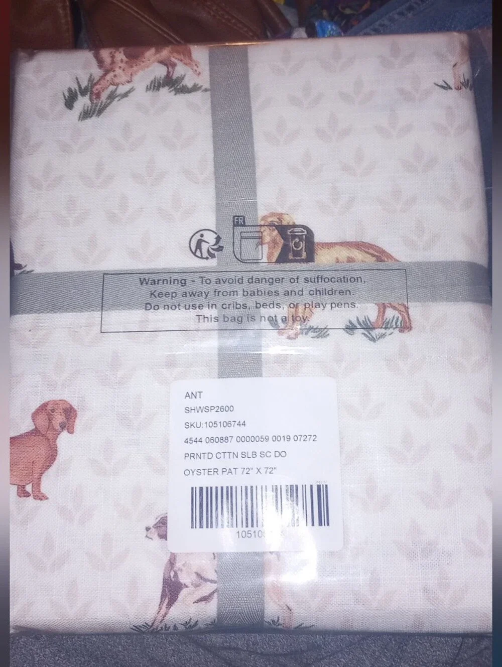 NWT Anthro Printed Cotton Slub Shower Curtain Collection Dogs Print